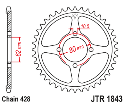 Звезда ведомая для мотоцикла JTR1843.49