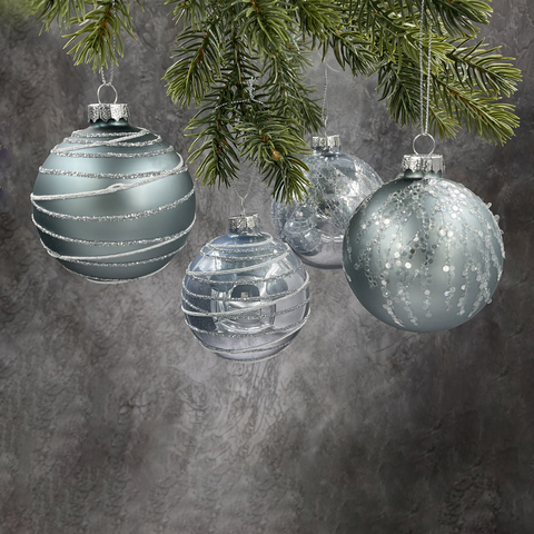 Набор шаров 7см 18шт ChristmasDeLuxe голубой микс