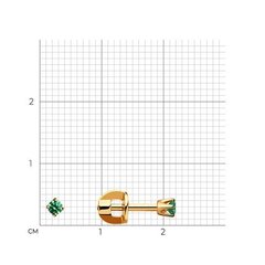 021944 - Серьги-пусеты из золота с зелеными фианитами