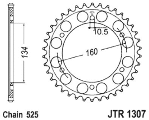 Звезда задняя JTR1307.45 для Honda CBR600F4i стальная, 525