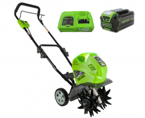 Аккумуляторный культиватор Greenworks G40TLK5B, 27087UGB 40v, АКБ 5 А·ч и быстрое ЗУ
