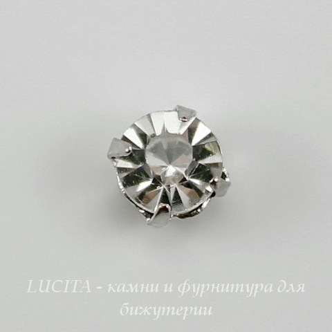 Страз в цапах Crystal (цвет - платина) 5,5х5,5 мм , 10 шт