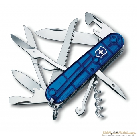 Нож перочинный Victorinox Huntsman 91мм 15 функций прозрачный синий (1.3713.T2)