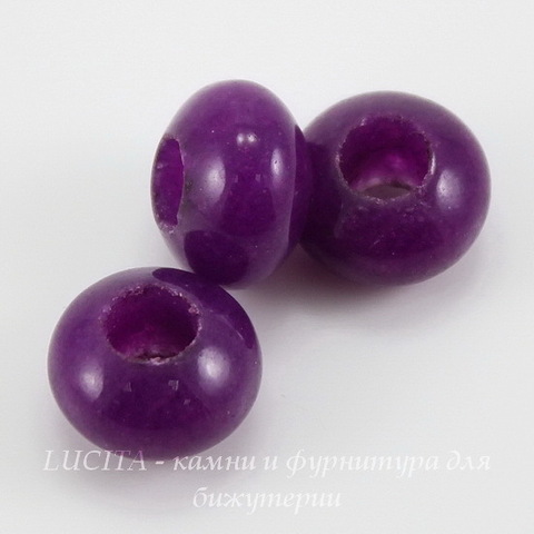 Бусина Жадеит (тониров), рондель, цвет - фиолетовый, 12х8 мм