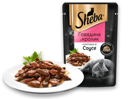 Sheba пауч для взрослых кошек (с говядиной и кролик) 75 г