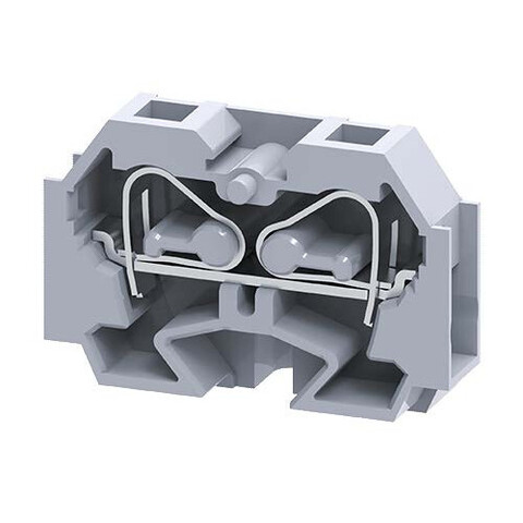 Проходная клемма для монтажа на плоскую поверхность с пружинными зажимами проводника до 4 мм.кв. 32A/630V