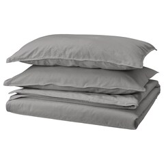 Комплект постельного белья IKEA ANGSLILJA (ЭНГСЛИЛЯ), Двуспальный, Серый, 240x220, 50x80 см