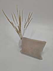 Косметичка велюр-сатин на замке с подкладкой, бежевый, 20х12 см