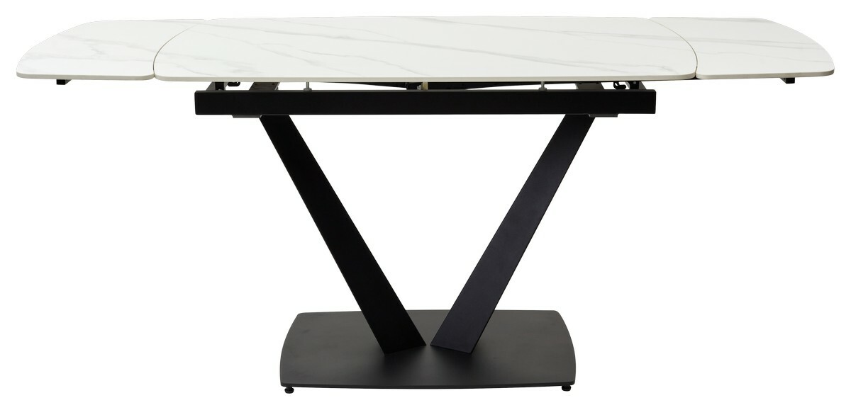 Стол ALATRI 120 MATT WHITE MARBLE SOLID CERAMIC / BLACK, DISAUR