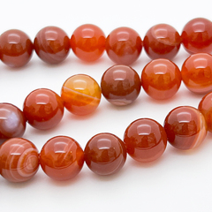 Агат тонированный бусины, цвет сердолик, диаметр 10-10,2 мм, цена за 18-19 шт (1/2 нити)