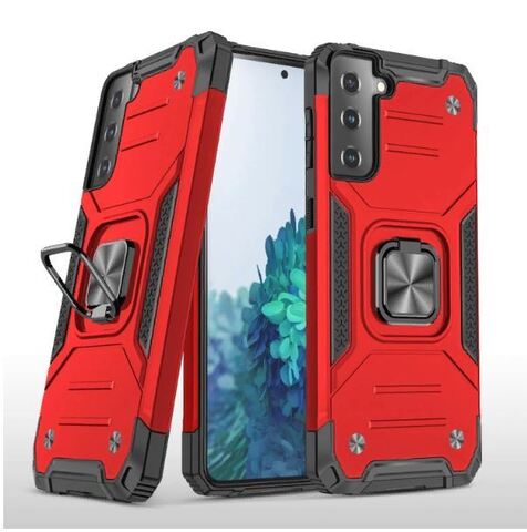 Противоударный чехол Strong Armour Case с кольцом для Samsung Galaxy S22 (Красный)