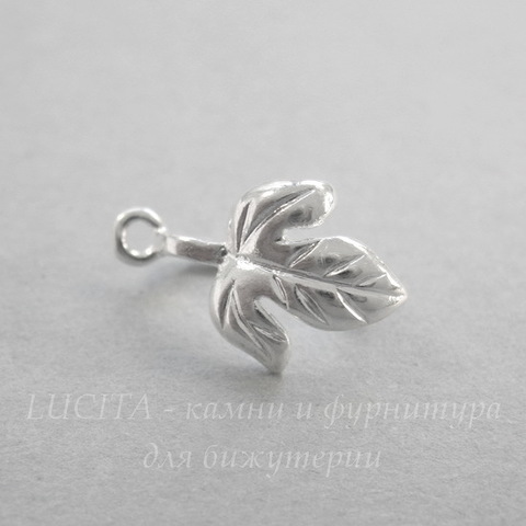 Держатель кулона "Листик" 16х10х6 мм (цвет - серебро)