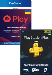 Playstation Store UA комплект подписок: 12-месячная подписка PlayStation Люкс + EA Play 12-месячная подписка [услуга выкупа подписки в аккаунт PSN]