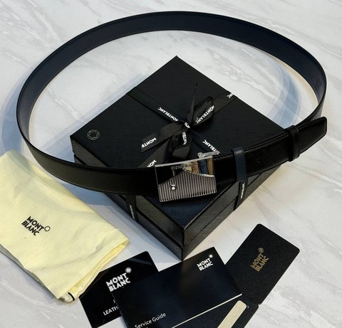 Двусторонний ремень Montblanc из кожи черного цвета 35мм