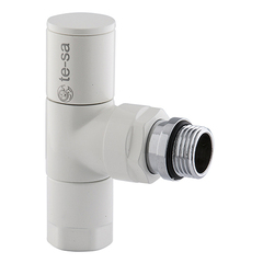 Клапан TE-SA угловой ручной для железной трубы с рукояткой БЕЗ фитинга белый
