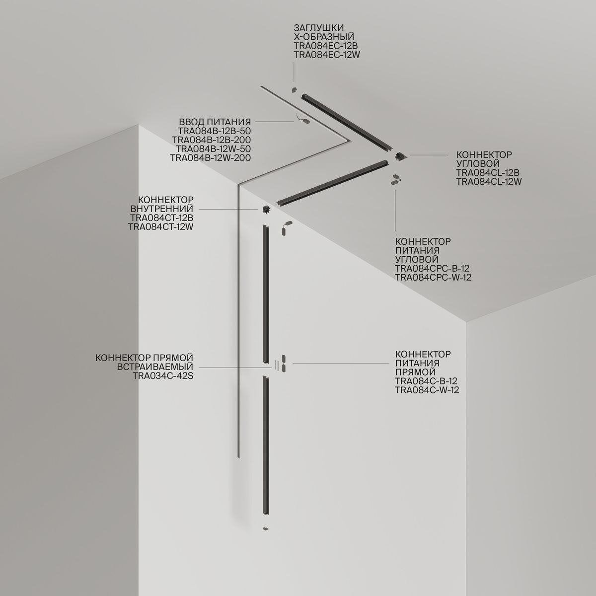 Шинопровод встраиваемый магнитный Maytoni Technical Radity TRA084MP-12B
