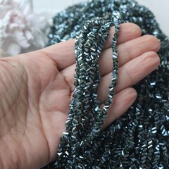 Хрусталь (стекло) граненный, тёмно-хвойный 4*3 мм, 1 нить, С048