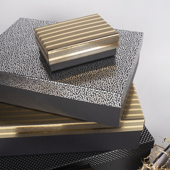 Коробка одиночная, Прямоугольник, Строгий микс, Черный/Золото/Серебро, Металлик, 29*21*8 см, 1 шт.