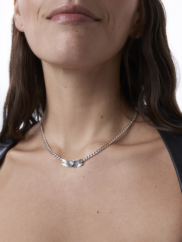 Колье-цепь OPEN YOUR HEART серебро с голубым Топазом