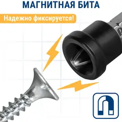 Бита отверточная ПРАКТИКА Профи PH-2 х 25мм для гипрока, с ограничителем (2 шт) (031-228)