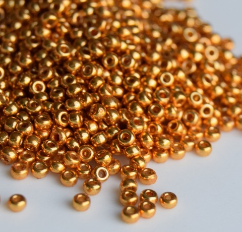 15/0 RR-4203 Бисер круглый Миюки Желтое золото гальванизированный /Miyuki round 15/0 Duracoat galvanized yellow gold
