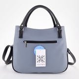 Сумка Саломея 203 гладкий серо-голубой + черный