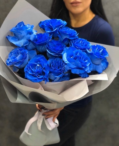 Букет из 11 синих роз #1654