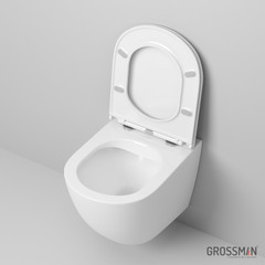 Унитаз подвесной Grossman GR-4455S (490*360*350) (безободковый, с тонким сиденьем)