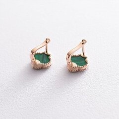 1с4087/1- Серьги Trendy Gold mini клевер из золота 585 пробы  с малахитом на английском замке