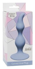 Голубая анальная пробка Curved Anal Plug Blue - 12,5 см. - 