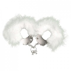 Металлические наручники с белыми перьями Adrien Lastic