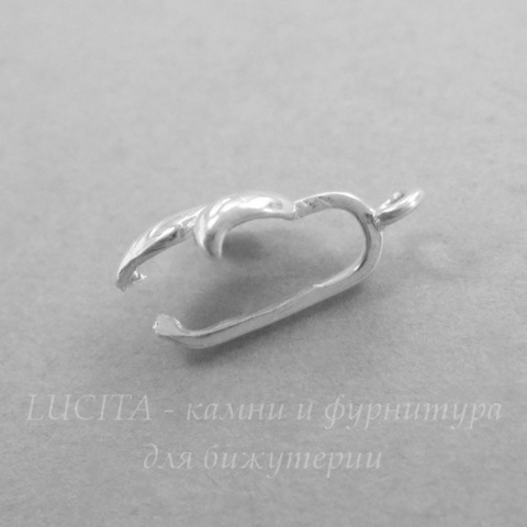 Держатель кулона "Листик" 16х10х6 мм (цвет - серебро)