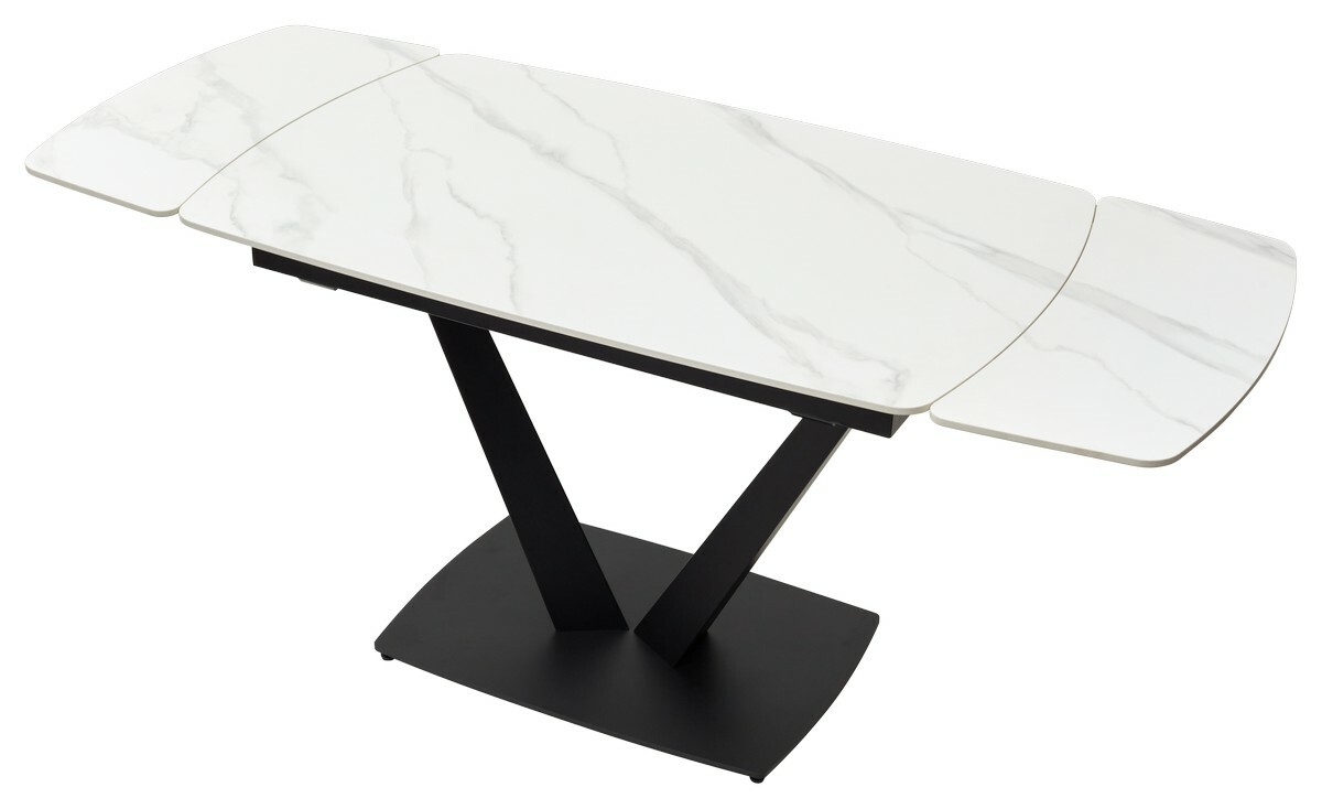 Стол ALATRI 120 MATT WHITE MARBLE SOLID CERAMIC / BLACK, DISAUR