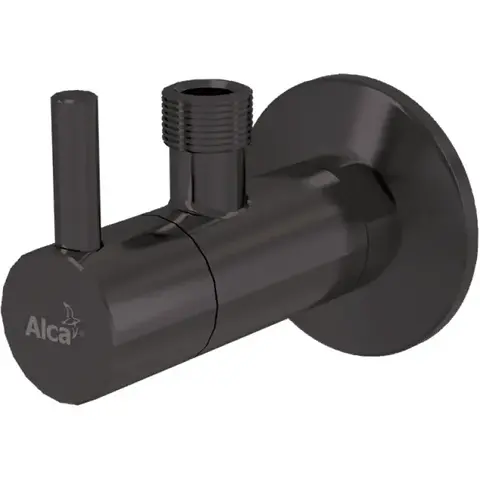 Alcaplast ARV001-GM-B Угловой вентиль с фильтром 1/2" 3/8", круглый, GUN METAL-мат