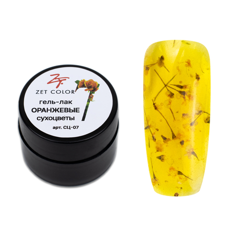 Zet Color, Гель-лак с сухоцветами оранжевые 4,5 мл