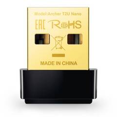 TP-Link Archer T2U Nano USB-адаптер  до 200 Мбит/с на 2,4 ГГц и до 433 Мбит/с на 5 ГГц по стандарту Wi-Fi 802.11ac