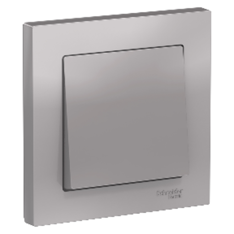 Выключатель одноклавишный, 10АХ, в сборе. Цвет Алюминий. Schneider Electric AtlasDesign. ATN000312