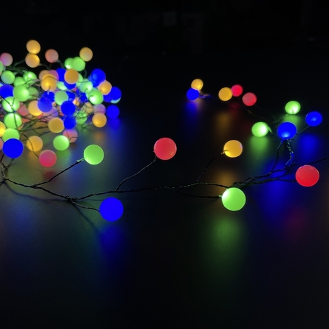 Гирлянда Кластер-Ягодки на зеленом проводе мультиколор 200см 80 ламп Luca Lighting