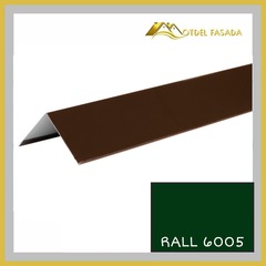 Планка угла внешнего простая 10*75*75*10 RALL 6005-Зеленый мох 2м