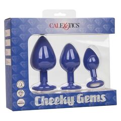 Набор из трёх синих анальных пробок с кристаллом Cheeky Gems - 