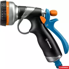 GRINDA RM-8, 8 режимов, курок сзади, металлический с TPR, поливочный пистолет, PROLine (8-427143)