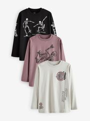 Лонгслив для мальчика Next 683-085, 3 шт., Черный, Сиреневый, Серый