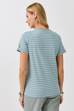 Футболка для беременных и кормящих 18072 мятно-молочная полоса