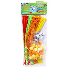 
          Набор для творчества Alingar, Проволока пушистая-30 см 80 шт, Помпоны-90 шт, Глазки-90 шт, "Красный, зеленый, желтый, оранжевый", пакет с европодвесом