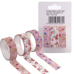 
          Декоративная клейкая лента Alingar, 1,5 см х 2 м, 3 шт, "Цветочки", асcорти, европодвес