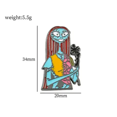 Кошмар перед Рождеством значок металлический Джек Скеллингтон Салли