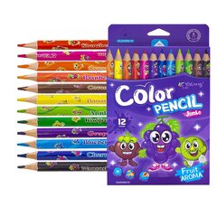 
          Карандаши цветные Yalong 12 цв, "Fruit aroma" деревян., трехгран., фрукт. аромат, заточенные, дизайн на корпусе, грифель 4,0 мм, картон.уп., европод.