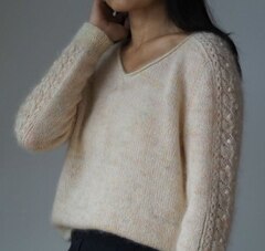 Описание по вязанию пуловера спицами "Sky Tea"