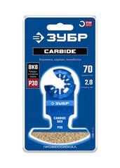 ЗУБР CARBIDE ВК8 Р30, 70x2.8 мм полотно с твердосплавной крошкой: керамика, кирпич, пенобетон, StarQuick (15580-70-2.8)