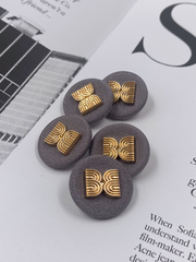 Пуговицы текстильные серые с золотом